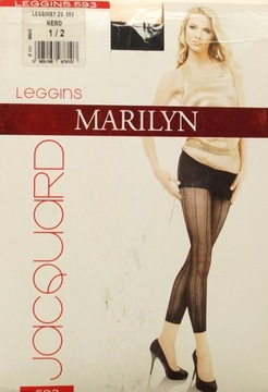 Legginsy Marilyn 593 długie wzó ażur 1/2 nero