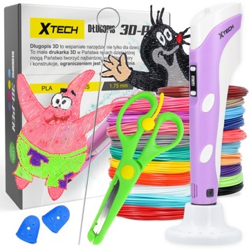 DŁUGOPIS 3D PEN 2 DRUKARKA 3D GEN 2023 ZESTAW +100M WKŁAD FIOLETOWY