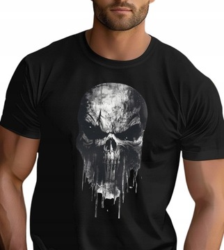 Koszulka męska z czaszką Punisher gotycka czaszka heavy metal T-shirt męski