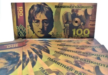 Красивая коллекционная банкнота с Джоном Ленноном и Битлз