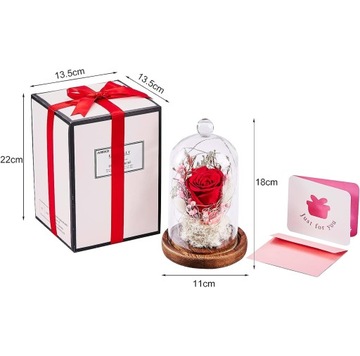 ВЕЧНАЯ РОЗА НАСТОЯЩАЯ КРАСНАЯ РОЗА, КОНСЕРВИРОВАННАЯ В СВЕТОДИОДНОМ СТЕКЛЕ НА ДЕНЬ ВАЛЕНТИНА