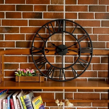 LOFT METAL BLACK 3D РИМСКИЕ настенные часы 50см