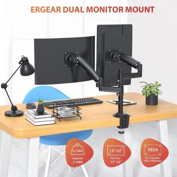 Держатель монитора для двух мониторов до 32 дюймов до 12 кг VESA 75х75 100х100