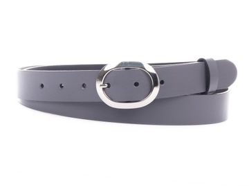 XL 135 cm DAMSKI Pasek SKÓRA Nat. SZARY - 3 cm PL