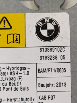 BMW 5 GT F07 2011 LEVÝ STRANA ULOŽENÍ VZDUCHOVÉ
