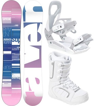 Zestaw Snowboard RAVEN Supreme White 139cm + wiązania S230 + buty Pearl