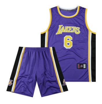 Lakers James No. 6 haftowana koszulka koszulka do koszykówki