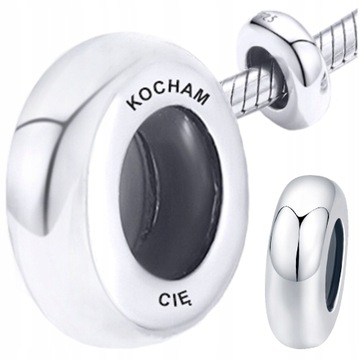 CHARMS STOPER srebro pr 925 zabezpieczenie KORALIK ZAWIESZKA GRAWER SREBRNY