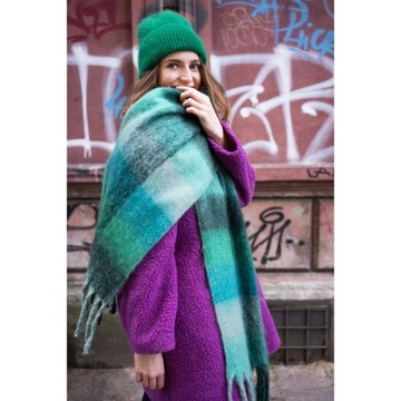 Женская зеленая шапка из ангоры с пышными волосами, повседневная зимняя шапка