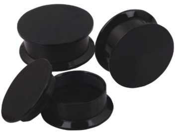 Tunel plug czarny akrylowy odkręcany pełny 6mm
