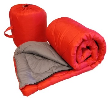 ŚPIWÓR GRUBY 1,6KG CIEPŁY 190X75 KOŁDRA + POKROWIEC CZERWONY POLSKI DO -5c