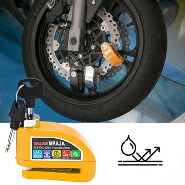 ЗАМОК ТОРМОЗНОГО ДИСКА С СИГНАЛизацией ДЛЯ МОТОЦИКЛОВ И ВЕЛОСИПЕДОВ, ВОДОНЕПРОНИЦАЕМЫЙ