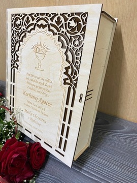 Pudełko grawer na Biblię Pismo Komunia prezent HAŁYS GRAWER