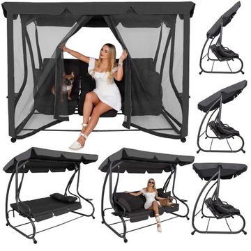 САДОВЫЕ КАЧАЛКИ, РАСШИРЯЕМАЯ СКАМЬЯ НА 3 ЧЕЛОВЕКА, 2в1 + НАвес, МОСКИТНАЯ СЕТКА