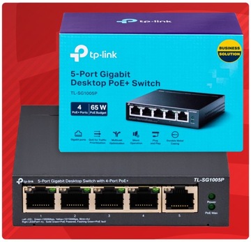 Коммутатор TP-LINK TL-SG1005P 4 порта PoE+ GIGABIT 5 портов GIGABIT