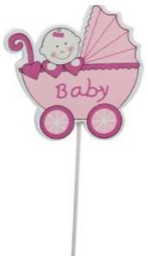 TOPPER NA TORT CIASTO BABY SHOWER DZIEWCZYNA WÓZEK