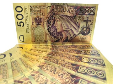 Позолоченная банкнота номиналом 500 злотых Королева ЯДВИГА Жемчужина для коллекционера