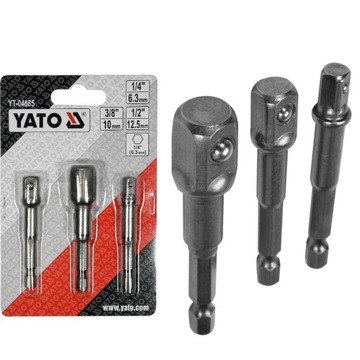 YATO KOMPLET ZESTAW ADAPTERÓW HEX DO NASADEK 1/4 3/8 1/2 STAL 40CR YT-04685