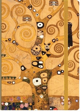 Klimt Drzewo życia metalizowany notatnik z gumką