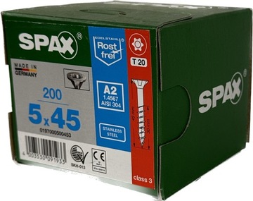Wkręty stal nierdzewna A2 5 x 45mm SPAX do drewna