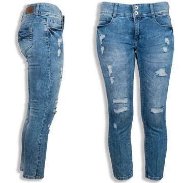 C&A Bawełniane Jeansowe Spodnie Jeansy Jeans Dziury Przetarcia XXL 44