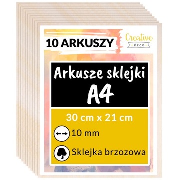 Płyta sklejka do cięcia laserem grawerowania dekoracji 10mm A4 x 10 sztuk