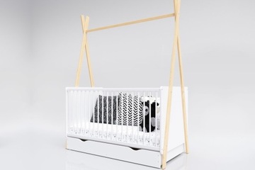 Łóżeczko 2w1 TIPI 140x70 sosna Z SZUFLADĄ