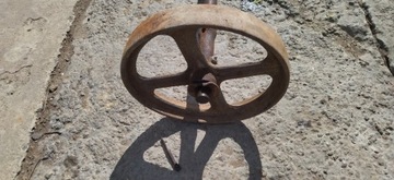 Stare koła żeliwne 40 cm z osią pod stolik ławę industrial loft oryginał