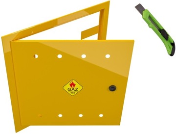 DRZWICZKI I RAMKA SKRZYNKA GAZOWA 500x500 ŻÓŁTA GAZ SZAFKA + NÓŻ GRATIS