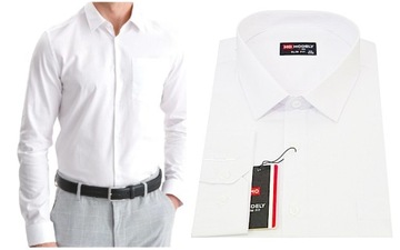 Modely Koszula Męska Biała Bawełna 100% Długi Rękaw Slim Fit Modna 39/40 M