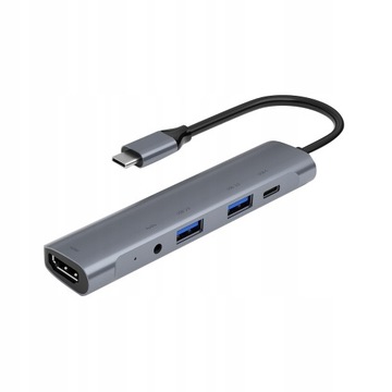 HUB 5 w 1 typu C na HDMI 4K USB 3.0 2.0 USB-C PD 6