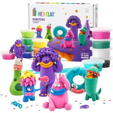 Hey Clay Kreatywna Masa Plastyczna Ciastolina dla dzieci Potwory zestaw 15