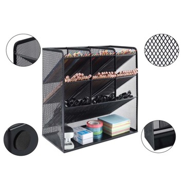 METALOWY ORGANIZER NA BIURKO NA DOKUMENTY STOJAK NA DŁUGOPIS CZARNY