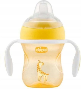 Chicco Pierwszy Kubek Treningowy z Miękkim Ustnikiem 4m+ 200ml. Żółty