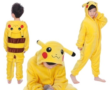 STRÓJ PRZEBRANIE PIKACHU KOSTIUM PIDŻAMA KIGURUMI DZIECI 104 110 + GRATIS S
