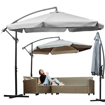 Parasol z wysięgnikiem Lehmann szary 350 x 240 cm