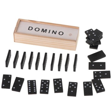 DOMINO DREWNIANE KLOCKI GRA RODZINNA + PUDEŁKO