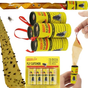 УДАЛЕНИЕ МУХ ЛЕНТА ОТ КОМАРОВ ЛЕНТА ЛОВУШКА В РУЛОНЕ 4 ШТ.