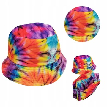BUCKET HAT KAPELUSZ RYBAKA TĘCZA LIŚCIE KOLOROWY