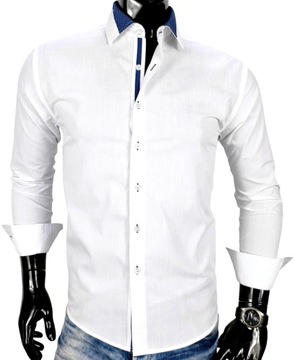 Koszula męska biała elegancka + krawat E152 40/41