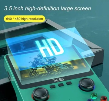 Новейшая детская портативная игровая консоль X6 с экраном 3,5 дюйма, зеленая