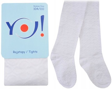 YO! RAJSTOPY BAWEŁNIANE ŻAKARDOWE BIEL 140/146 X8A