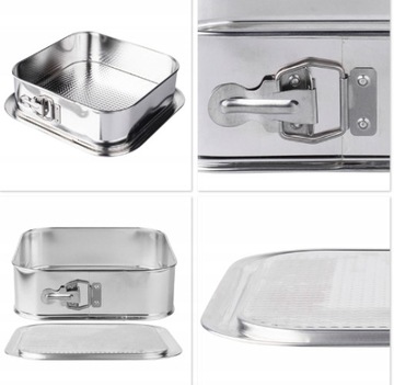 TORTOWNICA BLACHA DO PIECZENIA CIAST CHLEBA 24x24x8CM ROZPINANA POLSKA