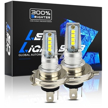 2x H4 CREE LED biała żarówka 80W 6000K Super jasne
