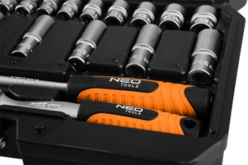 НЕО Набор торцевых ключей 55 шт. Насадки с трещоткой 1/4 дюйма, шестигранные биты Torx