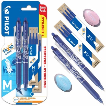 2 x Długopis ścieralny wymazywalny Frixion Clicker + 6 wkładów + Gumka