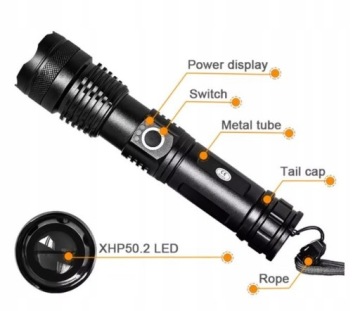 ОЧЕНЬ МОЩНЫЙ USB ТАКТИЧЕСКИЙ СВЕТОДИОДНЫЙ ФОНАРЬ С ЗУМОМ