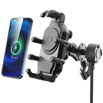 ŁADOWARKA INDUKCYJNA USB MOTOCYKLOWY UCHWYT NA TELEFON MOTOR TŁUMIK DRGAŃ