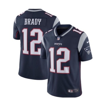 Męska koszulka piłkarska Patriots #12 Tom Brady z haftem, granatowa, XXL