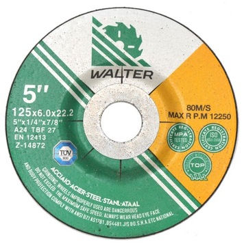 TARCZA do szlifowania metalu 125x6mm WALTER A24 TBF27